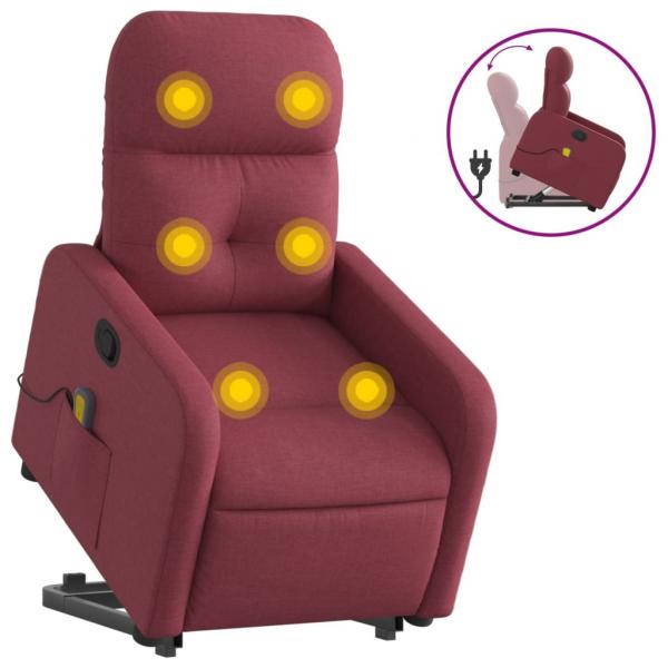 Massagesessel mit Aufstehhilfe Weinrot Stoff