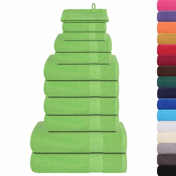 12-tlg. Handtuch-Set Apfelgrün 360 g/m² 100% Baumwolle