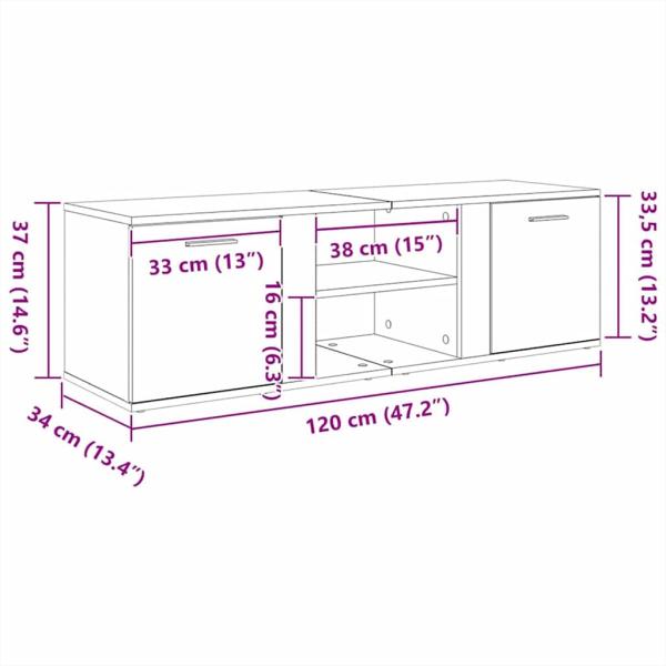 ARDEBO.de - TV-Schrank Altholz-Optik 120x34x37 cm Holzwerkstoff