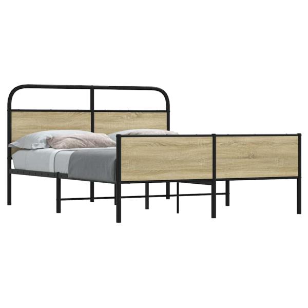 ARDEBO.de - Metallbett ohne Matratze Sonoma-Eiche 150x200 cm