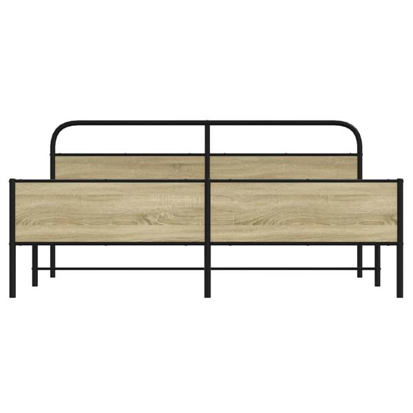 Metallbett ohne Matratze Sonoma-Eiche 200x200 cm
