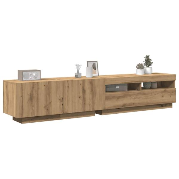ARDEBO.de - TV-Schrank mit LED-Leuchten Artisan-Eiche 200x35x40 cm