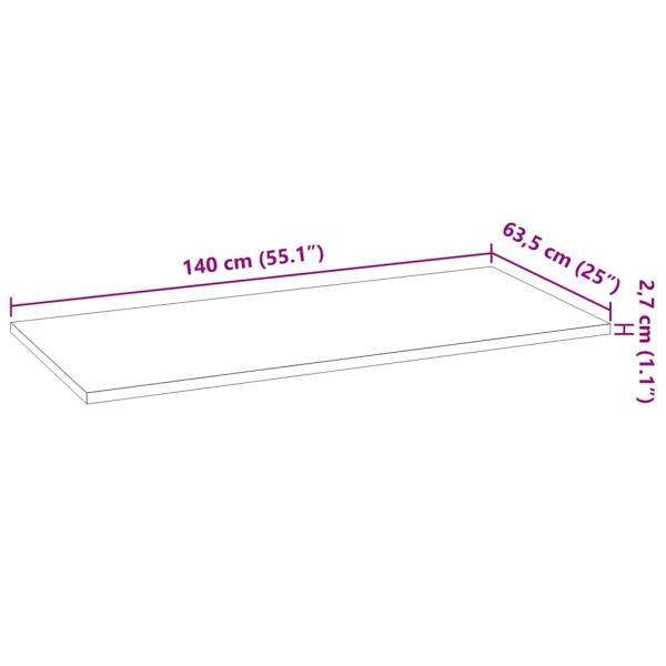 Küchenarbeitsplatte 140x63,5x2,7 cm Massivholz Eiche Rechteckig