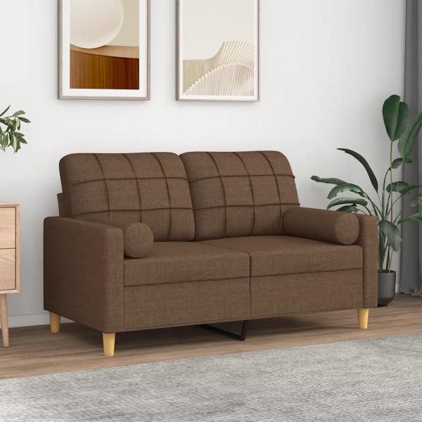 ARDEBO.de - 2-Sitzer-Sofa mit Zierkissen Braun 120 cm Stoff