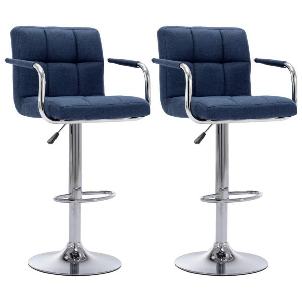 ARDEBO.de - Barhocker 2 Stk. Blau Stoff