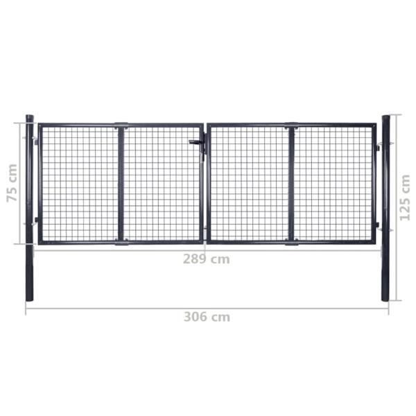Mesh-Gartentor Verzinkter Stahl 289 x 75 cm Grau