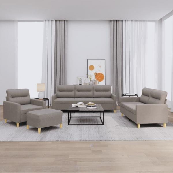 ARDEBO.de - 4-tlg. Sofagarnitur mit Kissen Taupe Stoff