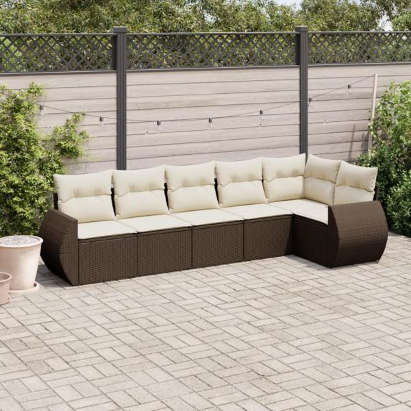 ARDEBO.de - 6-tlg. Garten-Sofagarnitur mit Kissen Braun Poly Rattan