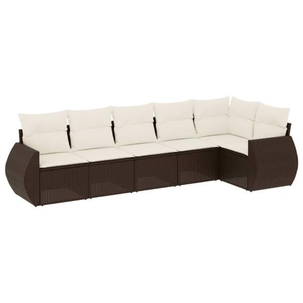 6-tlg. Garten-Sofagarnitur mit Kissen Braun Poly Rattan