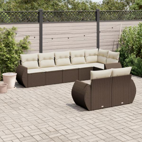 ARDEBO.de - 8-tlg. Garten-Sofagarnitur mit Kissen Braun Poly Rattan