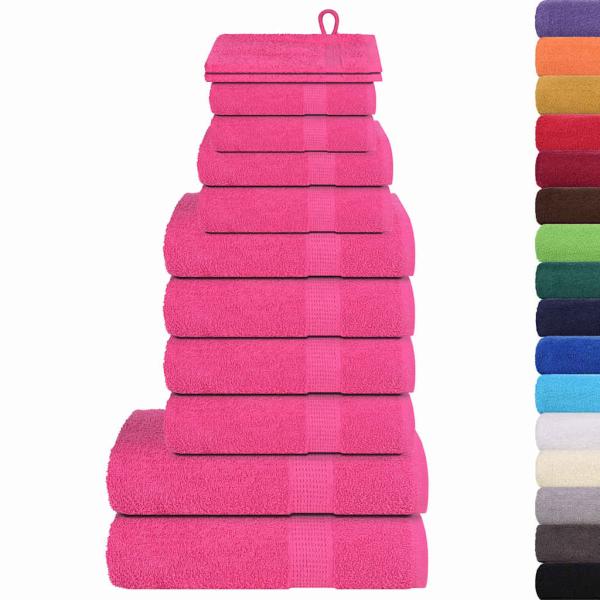 12-tlg. Handtuch-Set Rosa 360 g/m² 100% Baumwolle