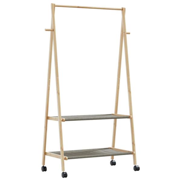 ARDEBO.de - Kleiderständer mit Ablagen und Rollen 96x45,5x155,5 cm Bambus