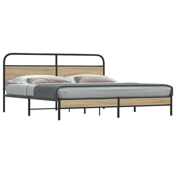 ARDEBO.de - Metallbett ohne Matratze Räuchereiche 193x203 cm