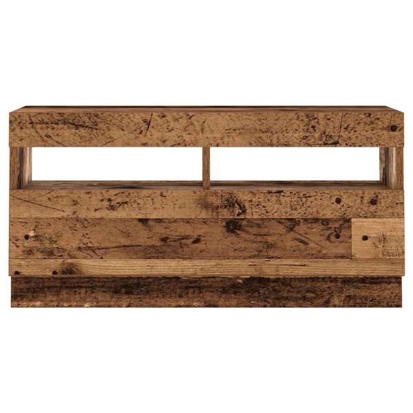 TV-Schrank mit LED-Leuchten Altholz-Optik 260x35x40 cm