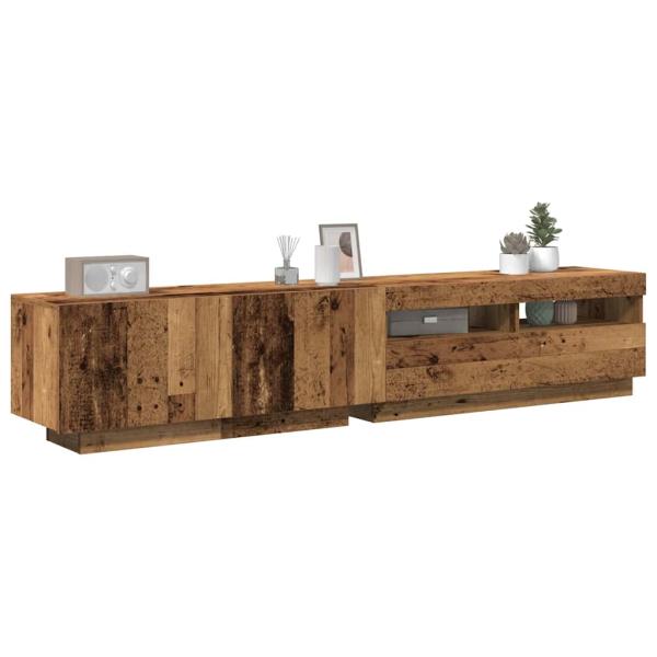 ARDEBO.de - TV-Schrank mit LED-Leuchten Altholz-Optik 200x35x40 cm
