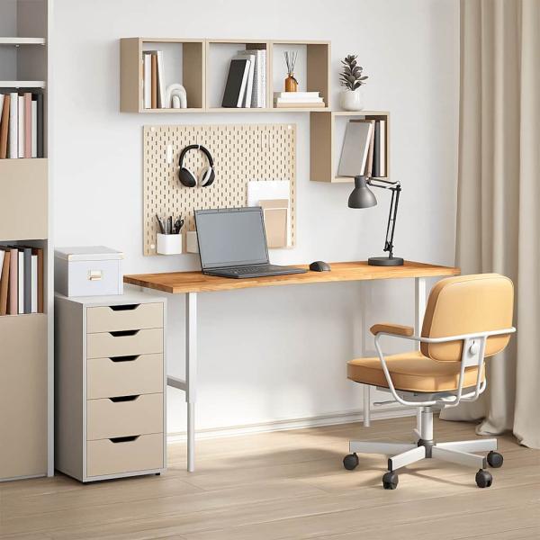ARDEBO.de - Schreibtischplatte Hellbraun 140x50x2,5 cm Massivholz Eiche