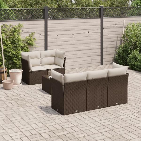 ARDEBO.de - 6-tlg. Garten-Sofagarnitur mit Kissen Braun Poly Rattan