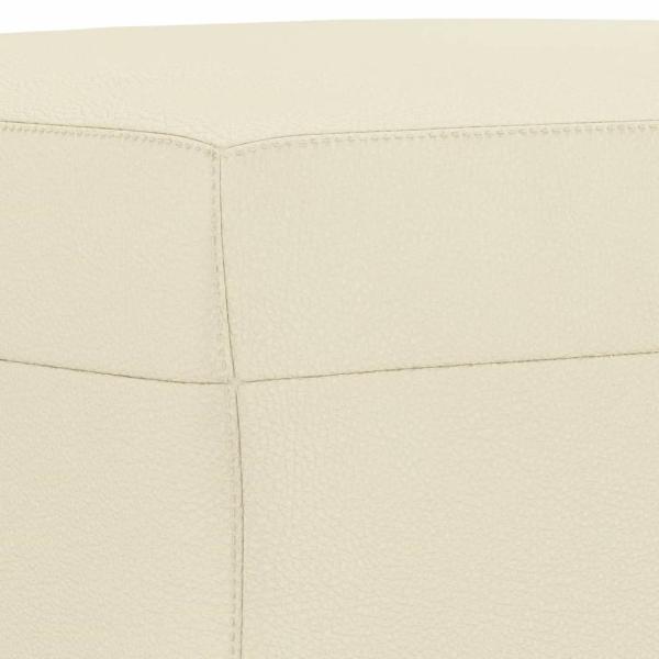 3-tlg. Sofagarnitur mit Kissen Creme Kunstleder