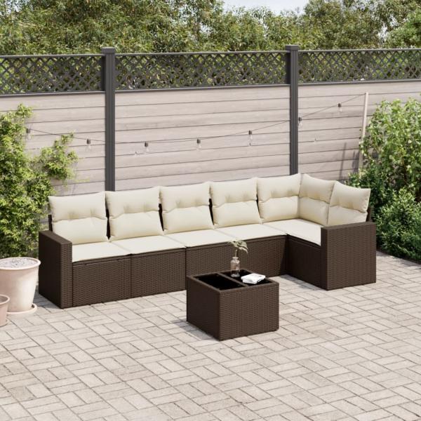ARDEBO.de - 7-tlg. Garten-Sofagarnitur mit Kissen Braun Poly Rattan