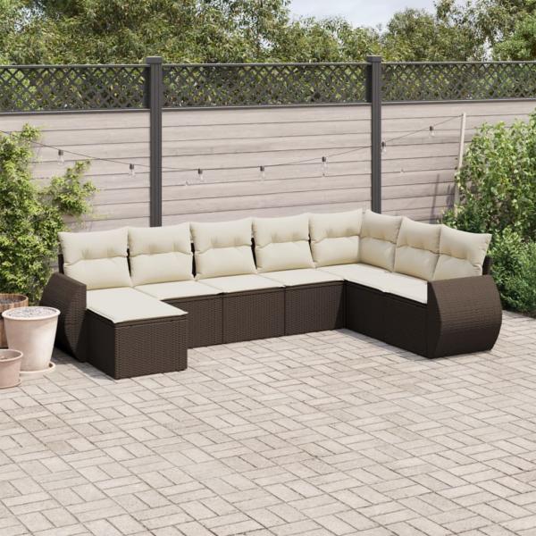 ARDEBO.de - 8-tlg. Garten-Sofagarnitur mit Kissen Braun Poly Rattan