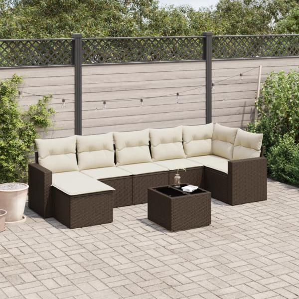 ARDEBO.de - 8-tlg. Garten-Sofagarnitur mit Kissen Braun Poly Rattan