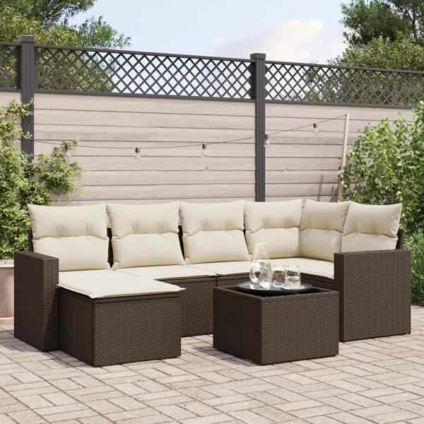 ARDEBO.de - 7-tlg. Garten-Sofagarnitur mit Kissen Braun Poly Rattan