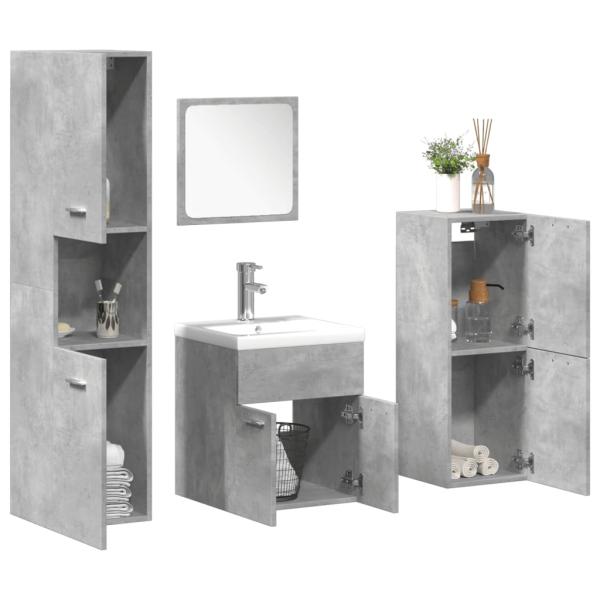 ARDEBO.de - 5-tlg. Badmöbel-Set Betongrau Holzwerkstoff