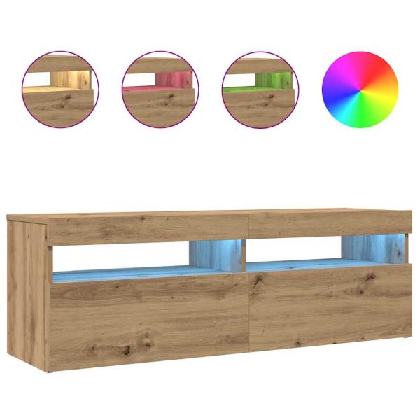 TV-Schrank mit LED Artisan-Eiche 120x35x40 cm Holzwerkstoff