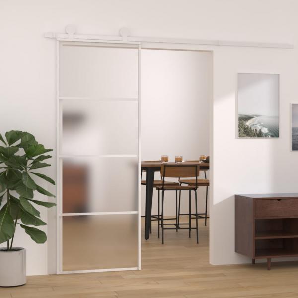 ARDEBO.de - Schiebetür ESG-Mattglas und Aluminium 76x205 cm Weiß