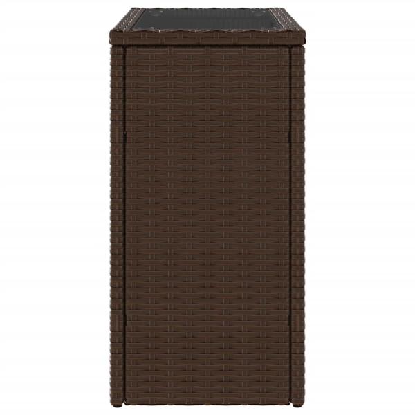 Garten-Beistelltisch mit Glasplatte Braun 58x27,5x55 cm Rattan
