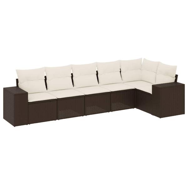 ARDEBO.de - 6-tlg. Garten-Sofagarnitur mit Kissen Braun Poly Rattan