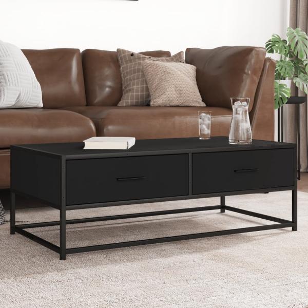 ARDEBO.de - Couchtisch Schwarz 100x50x35 cm Holzwerkstoff und Metall