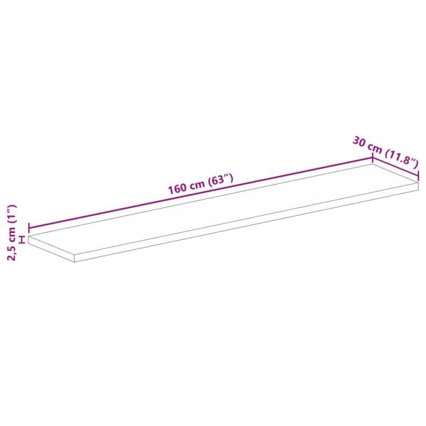 ARDEBO.de - Tischplatte 160x30x2,5 cm Rechteckig Altholz Massiv