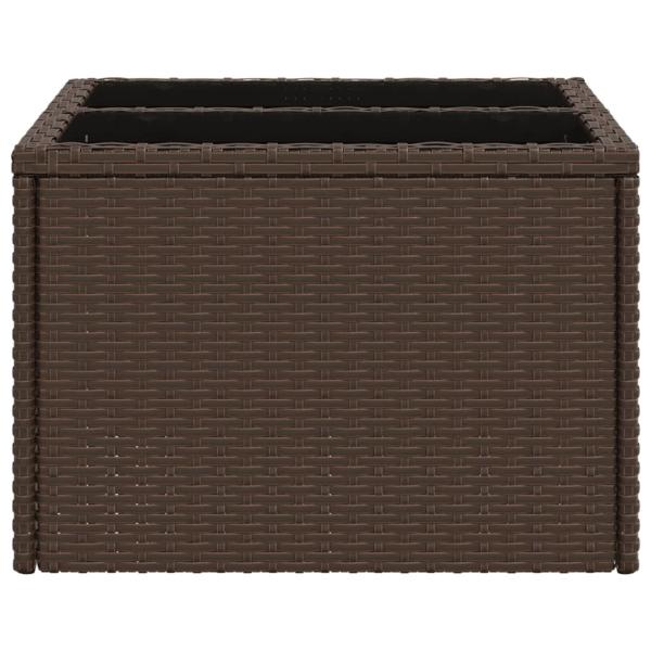 Gartentisch mit Glasplatte Braun 55x55x37 cm Poly Rattan