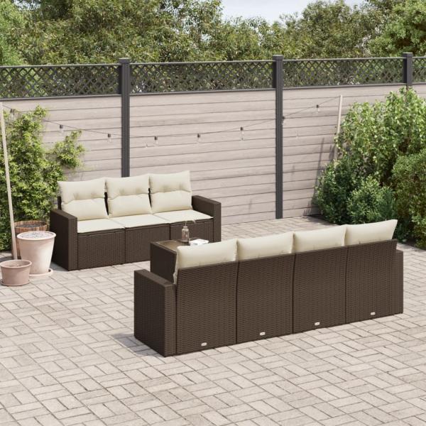 ARDEBO.de - 8-tlg. Garten-Sofagarnitur mit Kissen Braun Poly Rattan