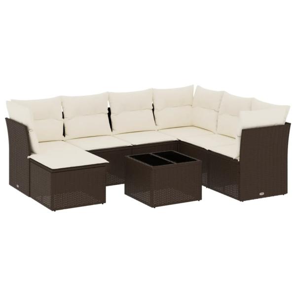 ARDEBO.de - 8-tlg. Garten-Sofagarnitur mit Kissen Braun Poly Rattan