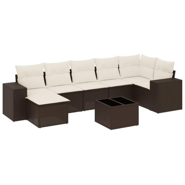 ARDEBO.de - 8-tlg. Garten-Sofagarnitur mit Kissen Braun Poly Rattan