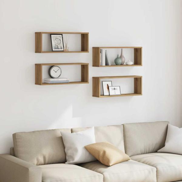 Wandregale 4 Stk. Artisan-Eiche 60x15x23 cm Holzwerkstoff