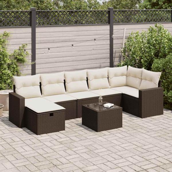 ARDEBO.de - 8-tlg. Garten-Sofagarnitur mit Kissen Braun Poly Rattan