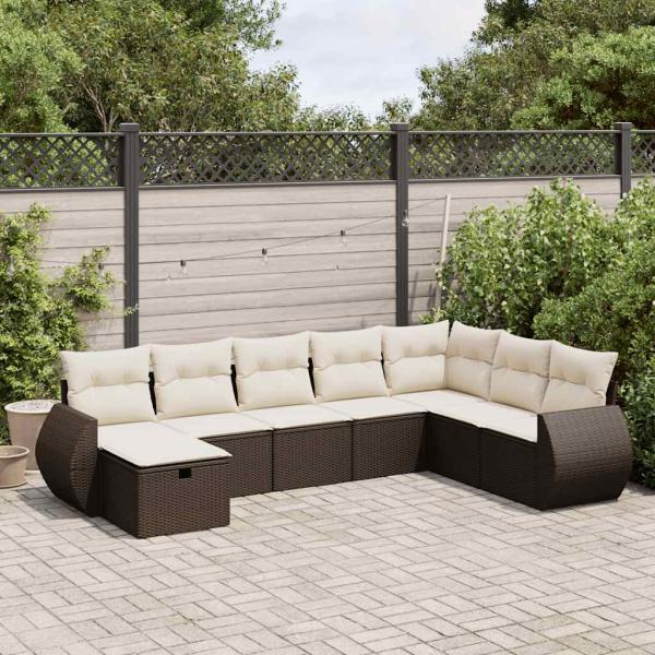 ARDEBO.de - 8-tlg. Garten-Sofagarnitur mit Kissen Braun Poly Rattan