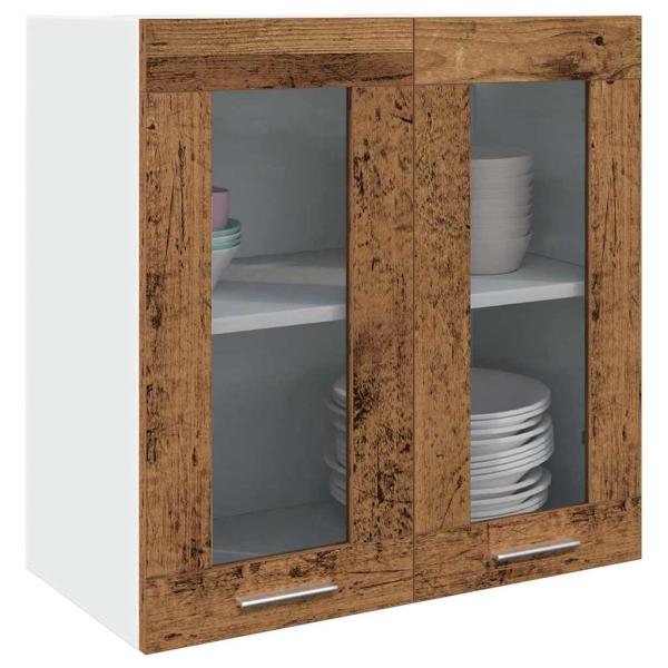 ARDEBO.de - Küchen-Wandschrank mit Glastüren Altholz-Optik 60x31x60 cm
