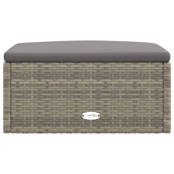 Gartenhocker mit Kissen Grau Poly Rattan