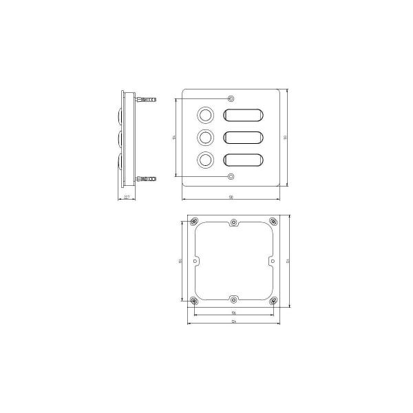 Grothe ETA 503 V2A AP Etagenplatte, 3 WE, 130 x 130 x 19 mm (55503)