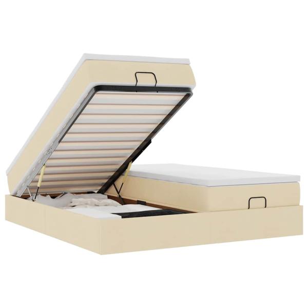 Ottoman-Bett mit Matratzen Creme 200x200 cm Stoff