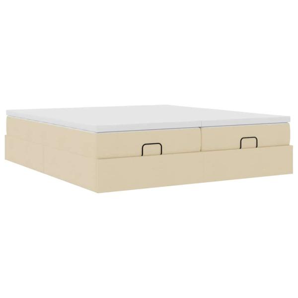 Ottoman-Bett mit Matratzen Creme 200x200 cm Stoff