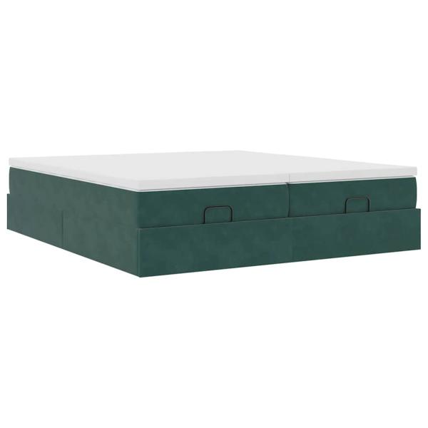 ARDEBO.de - Ottoman-Bett mit Matratzen Dunkelgrün 200x200 cm Samt