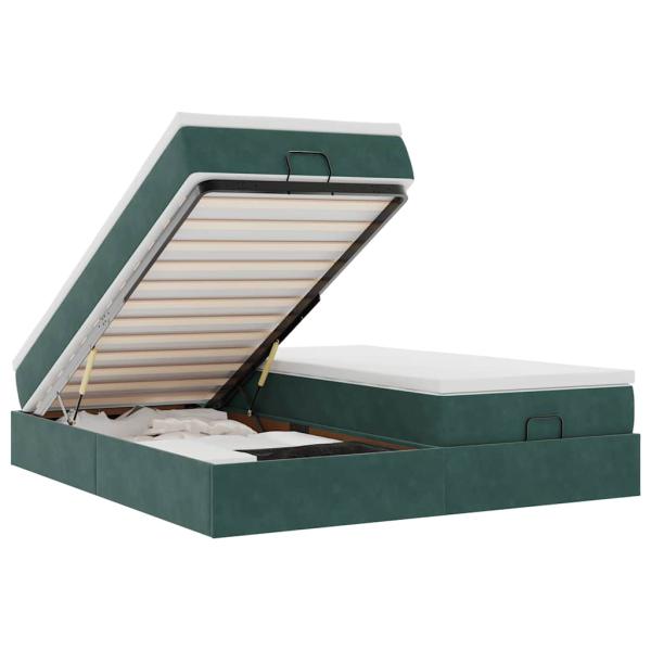 Ottoman-Bett mit Matratzen Dunkelgrün 200x200 cm Samt