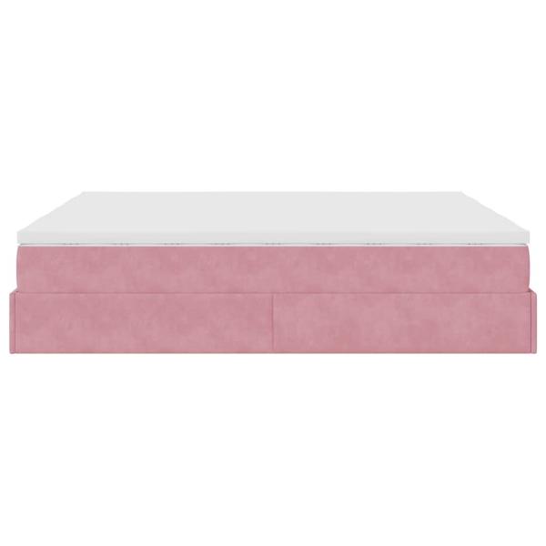 ARDEBO.de - Ottoman-Bett mit Matratzen Rosa 200x200 cm Samt
