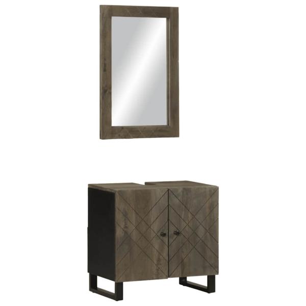 ARDEBO.de - 2-tlg. Badmöbel-Set Schwarz Massivholz Mango