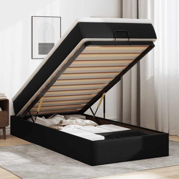 ARDEBO.de - Ottoman-Bett mit Matratze Schwarz 80x200 cm Kunstleder